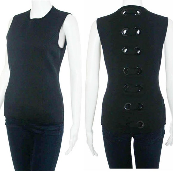 BEAUFILLE Black Neoprene Stretch Sexy Back Top S - Picture 1 of 4